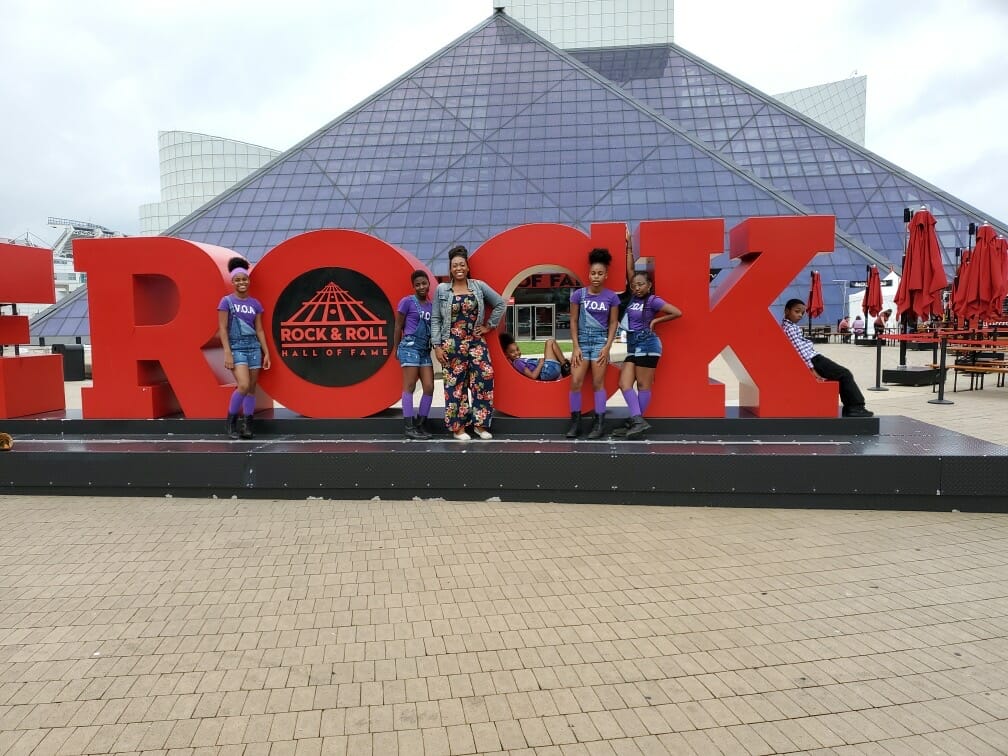 Danielle Upshaw and dance team at the Rock and Roll Hall of Fame